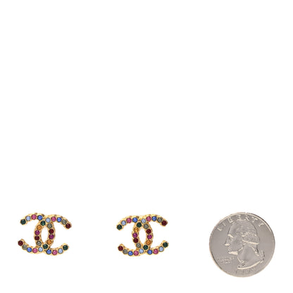Chanel Crystal Over The Rainbow CC Earrings Gold Multicolor 2 of 4