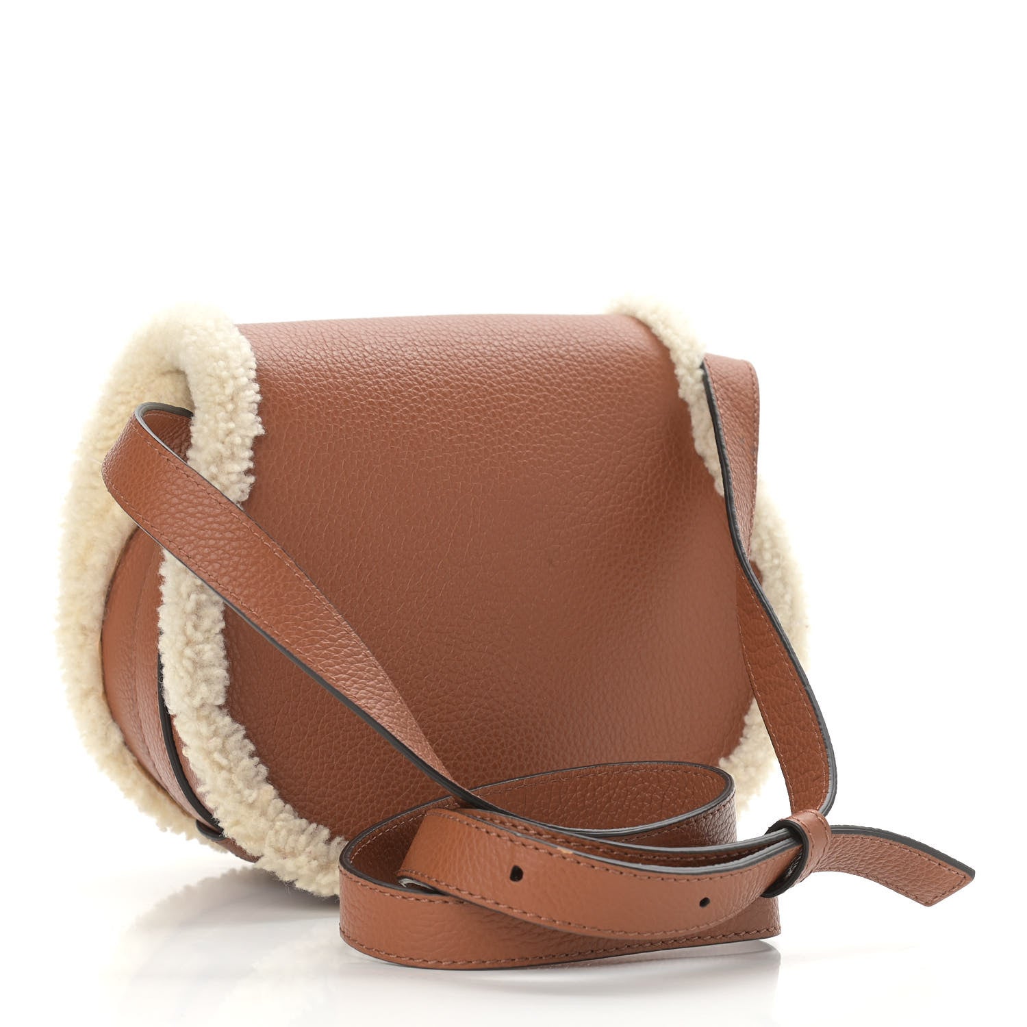 Chloe Calfskin Shearling Small Marcie Saddle Bag Caramel 3 of 15
