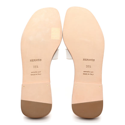 Hermes Box Calfskin Oran Sandals 38.5 White 5 of 10