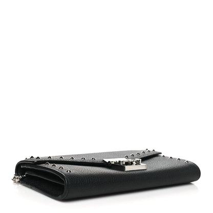 MCM Grained Calfskin Studded Large Patricia Wallet On Chain Black 4 of 11