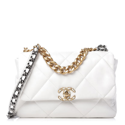 Chanel Goatskin Quilted Large Chanel 19 Flap White 1 of 10
