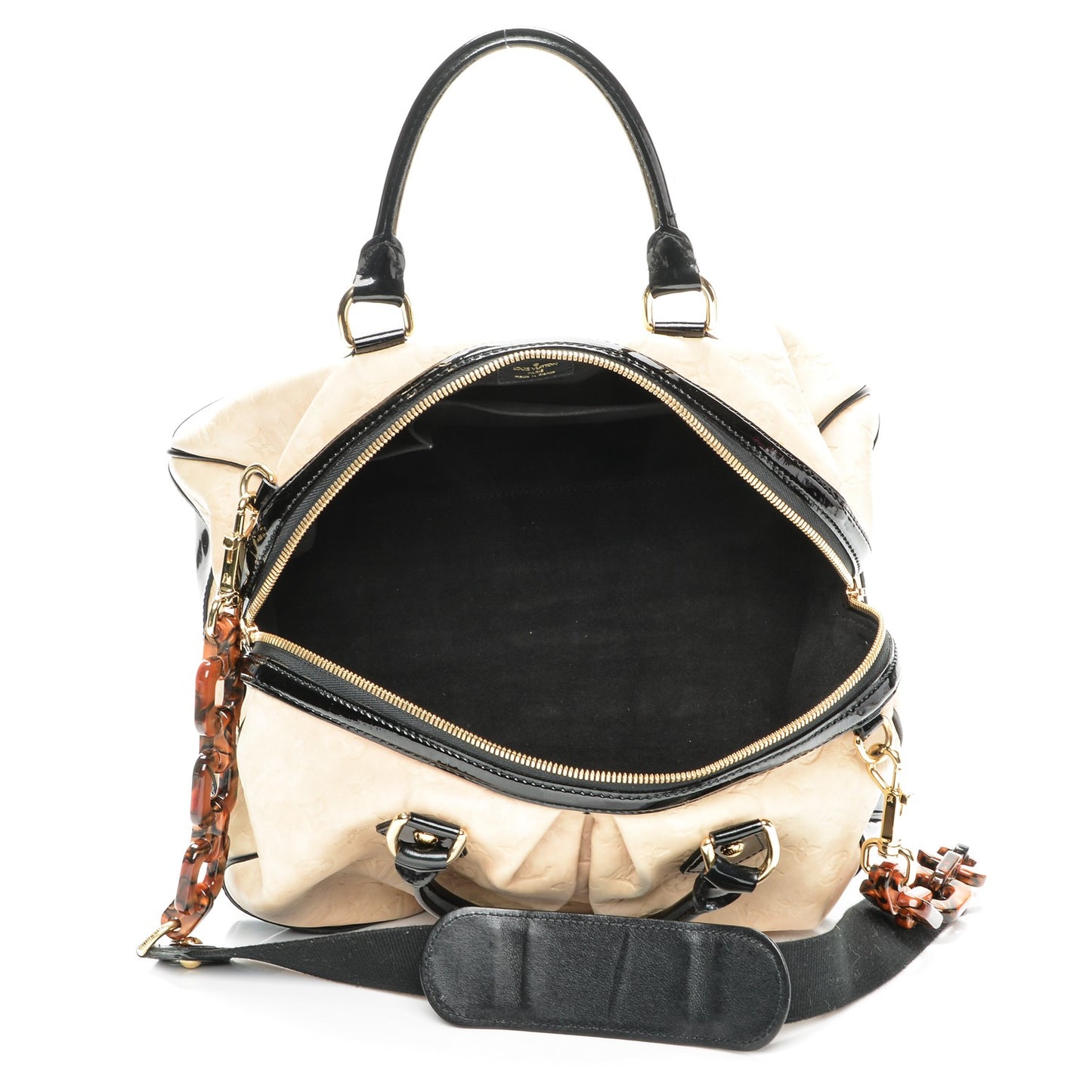 Calfskin Patent Embossed Monogram Stephen Ivory