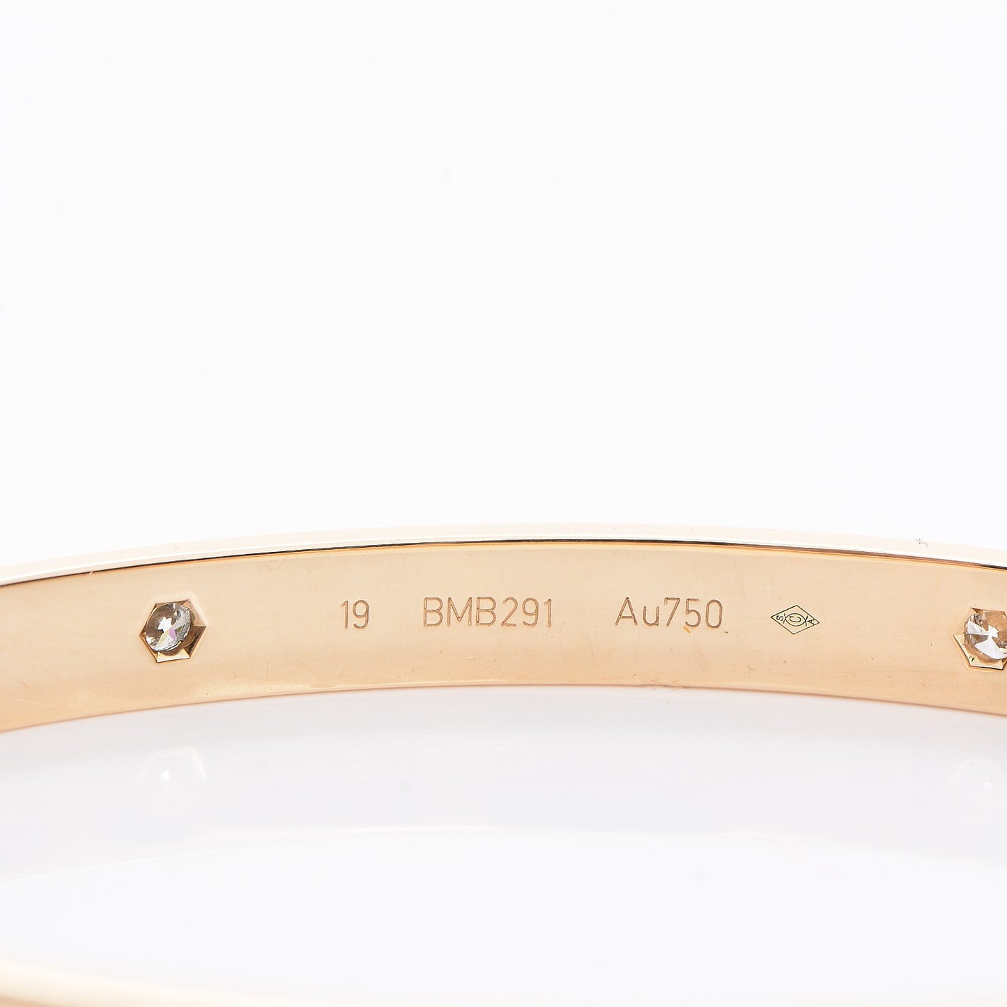 18K Yellow Gold 4 Diamond LOVE Bracelet 19