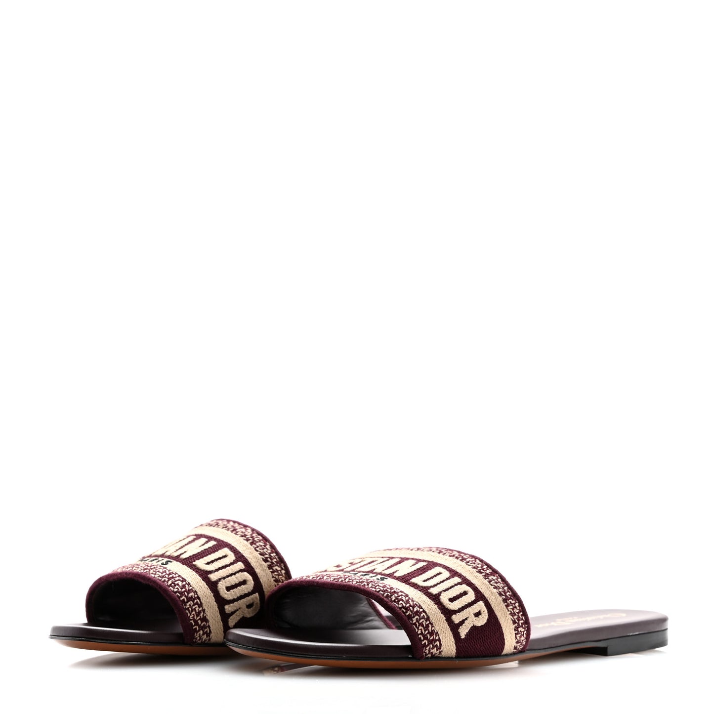 Canvas Embroidered Dway Mules Slide Sandals 37.5 Burgundy
