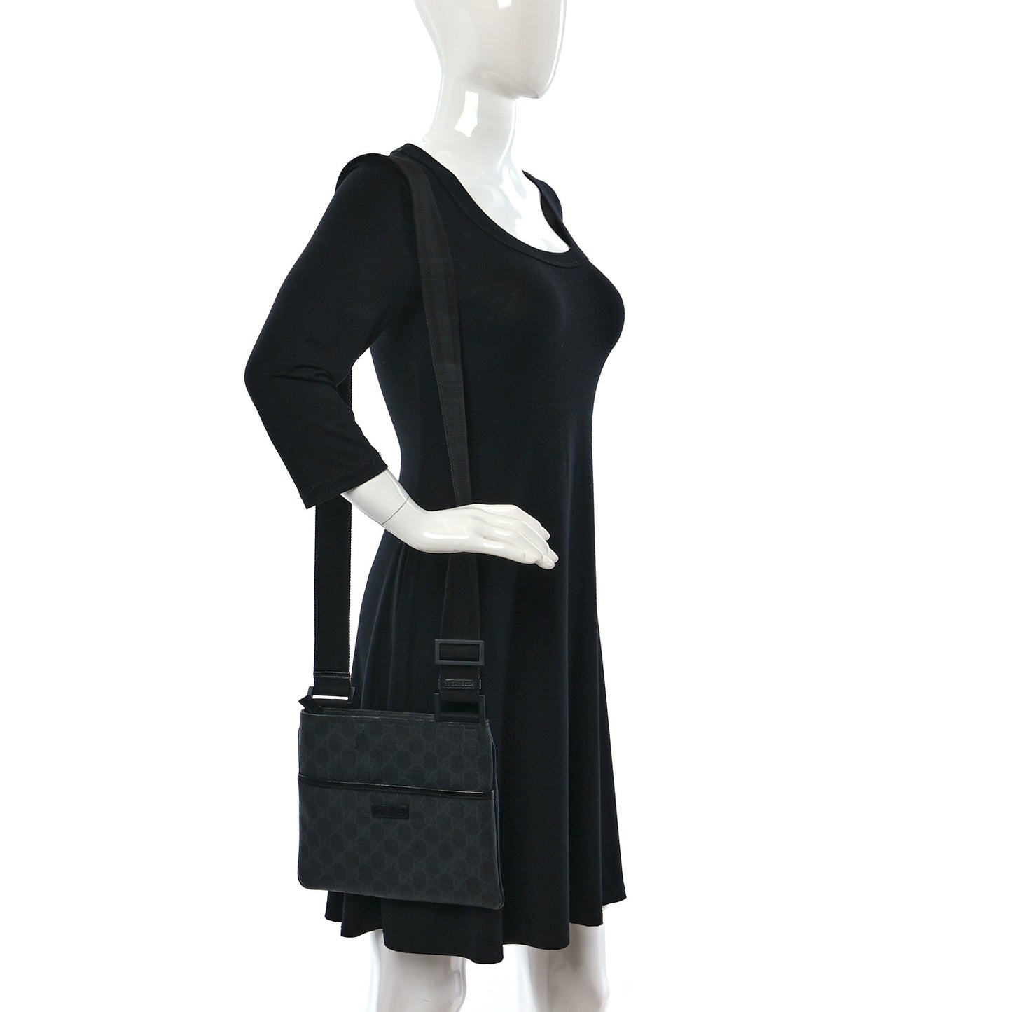 GG Plus Flat Messenger Bag Black Grey