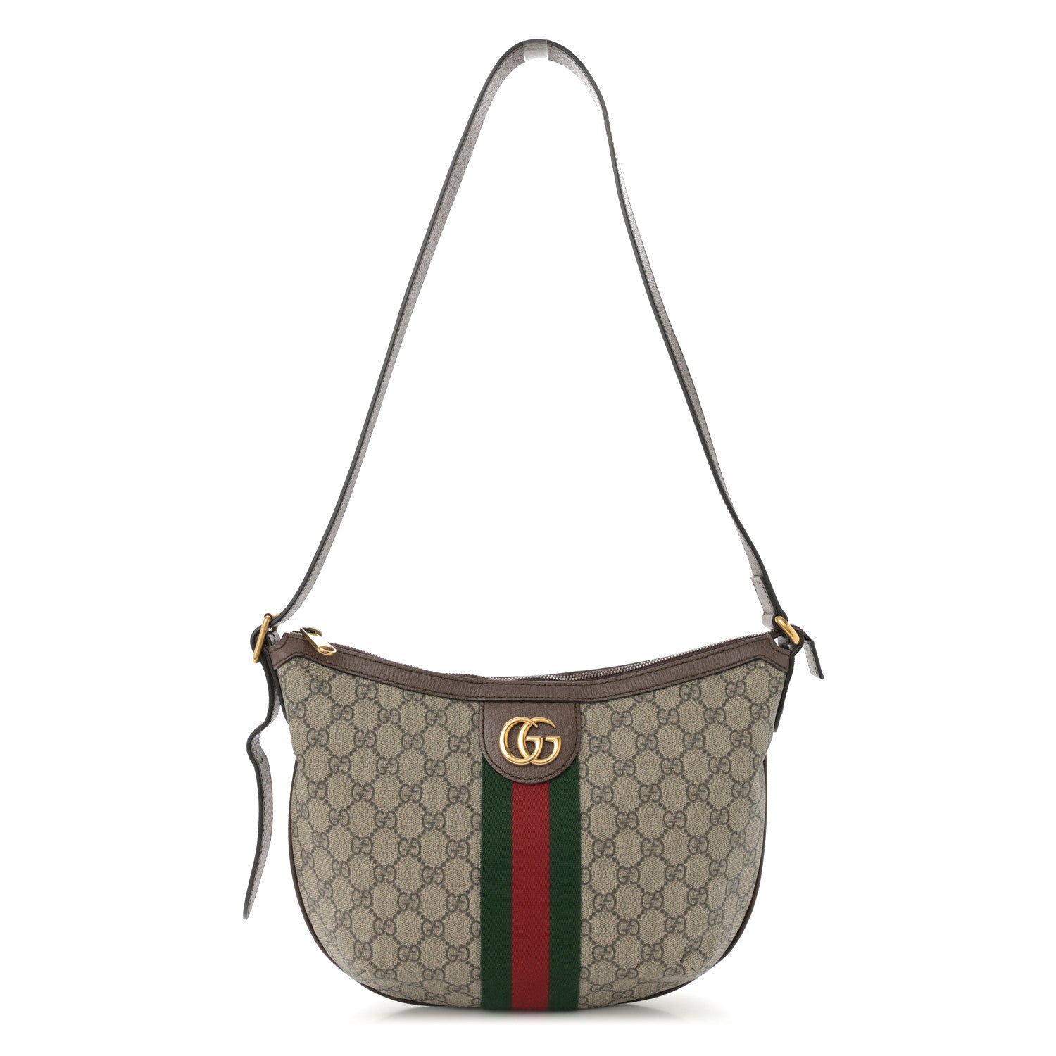 Gucci GG Supreme Monogram Web Small Ophidia Half Moon Hobo Brown 1 of 14