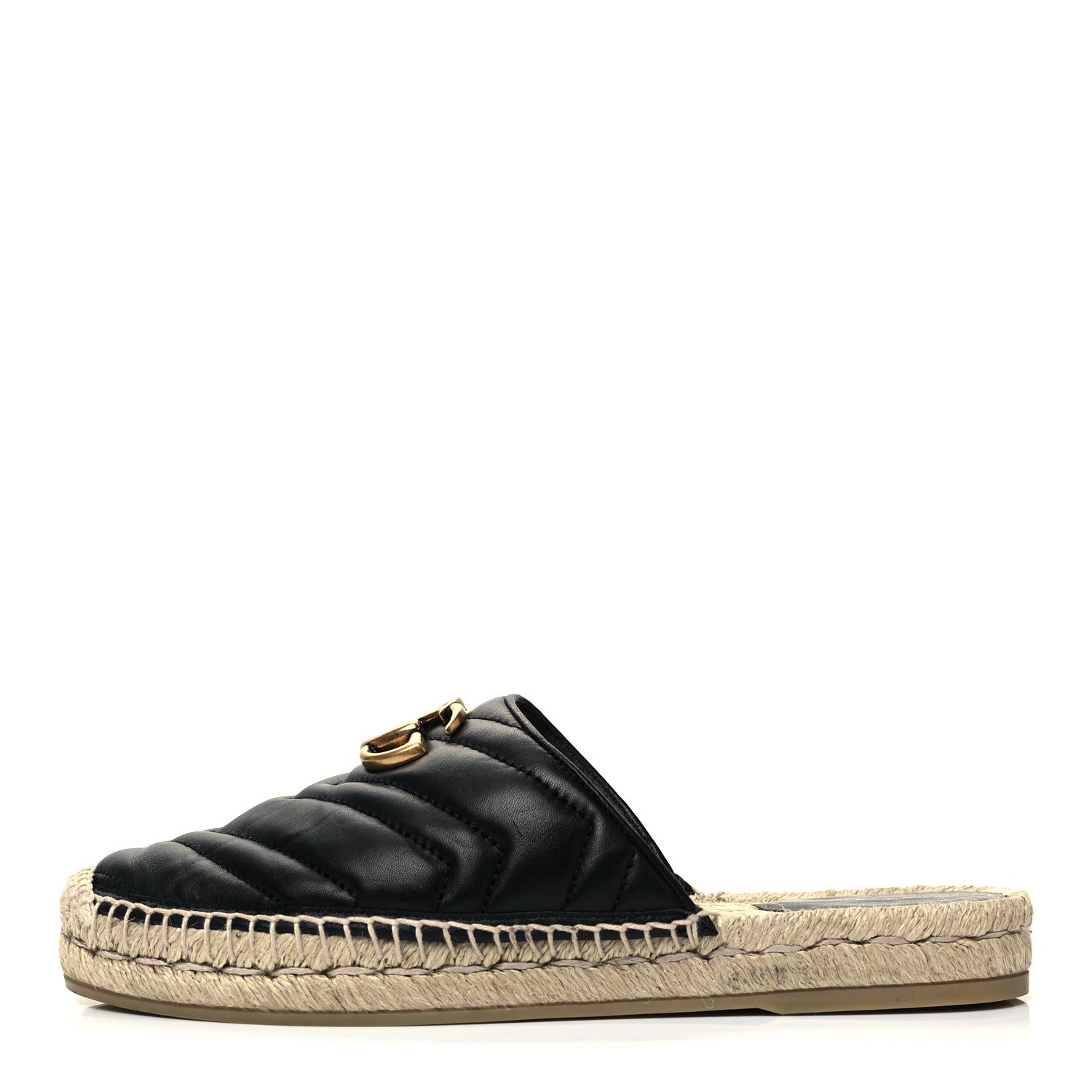 Gucci Nappa Matelasse GG Marmont Espadrille Slippers 37 Black 1 of 8
