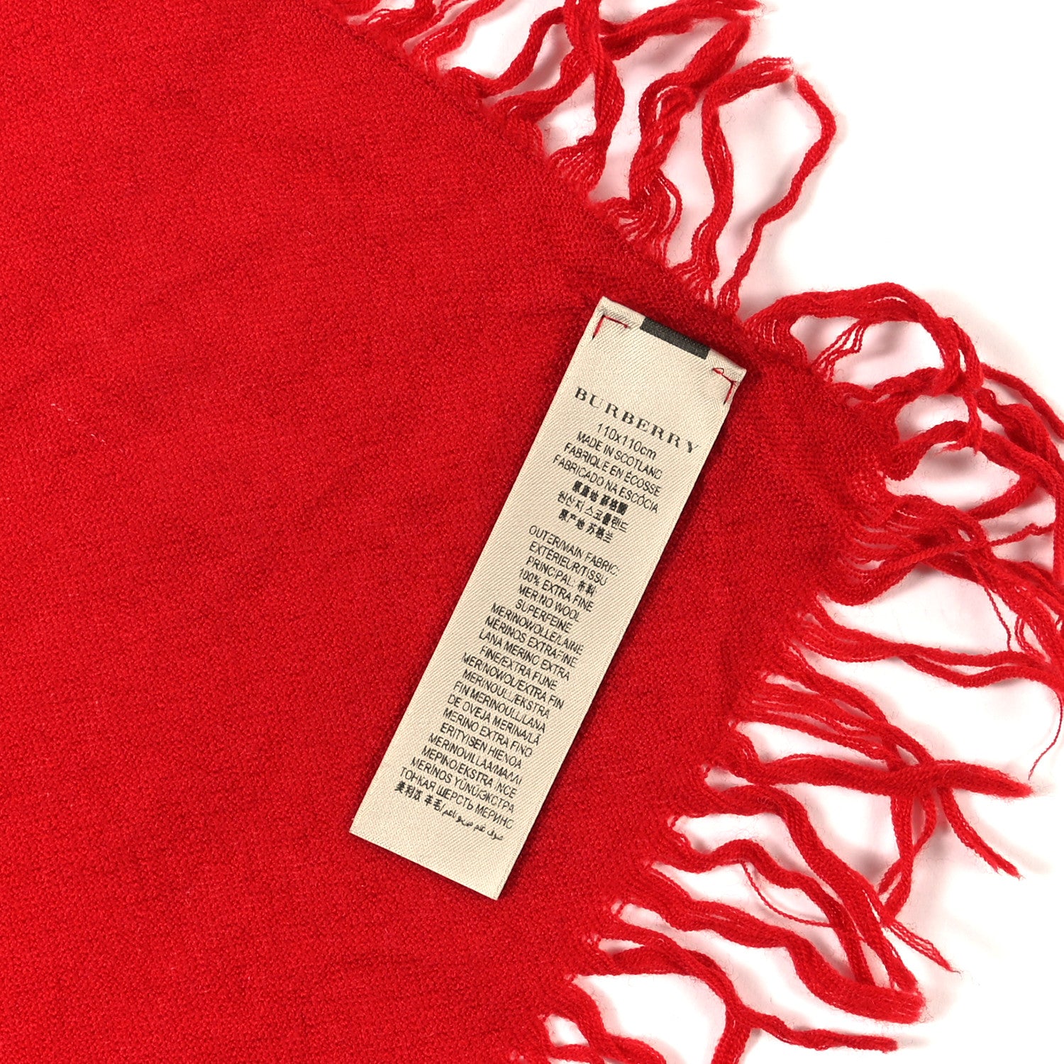Burberry Wool Giant Check Fringe Scarf Military Red 3 of 3