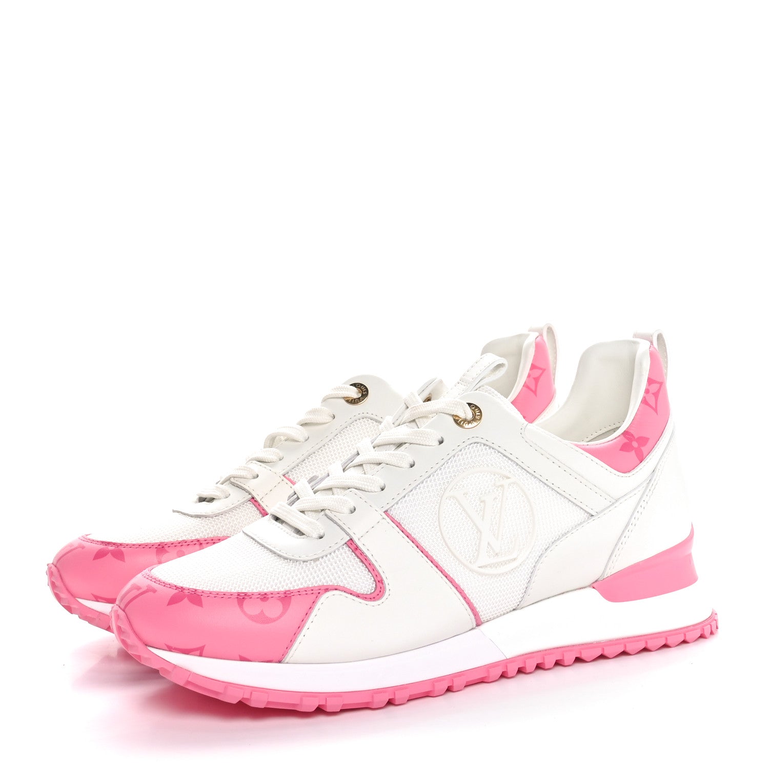 Louis Vuitton Calfskin Monogram Run Away Sneakers 38 White Pink 4 of 9