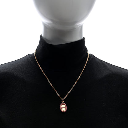Hermes Metal Enamel Mini Maillon Pendant Necklace Rose Beaute 2 of 6