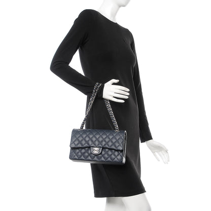 Chanel Caviar Quilted Medium Double Flap Navy 2 of 9