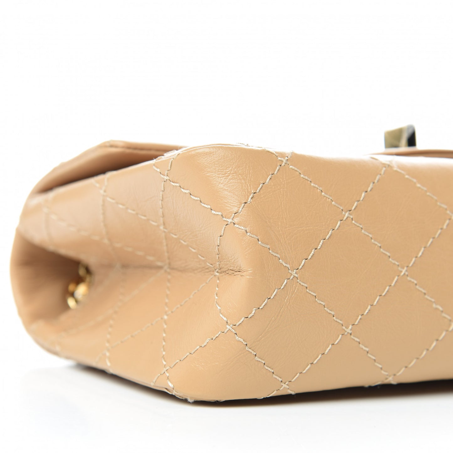 Aged Calfskin Quilted 2.55 Reissue Mini Flap Beige