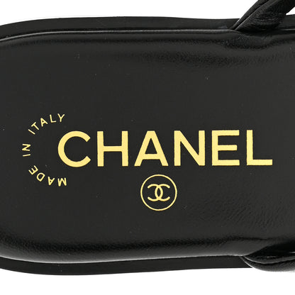 Chanel Goatskin CC Times Square Thong Sandals 41 Black 7 of 10