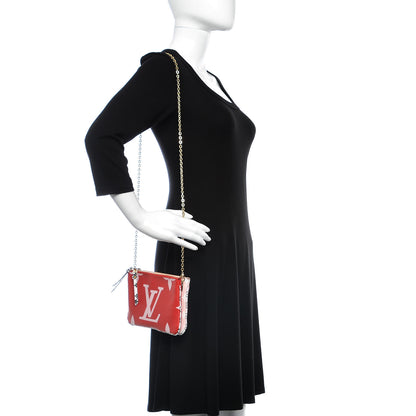 Louis Vuitton Monogram Giant Double Zip Pochette Rouge 2 of 8