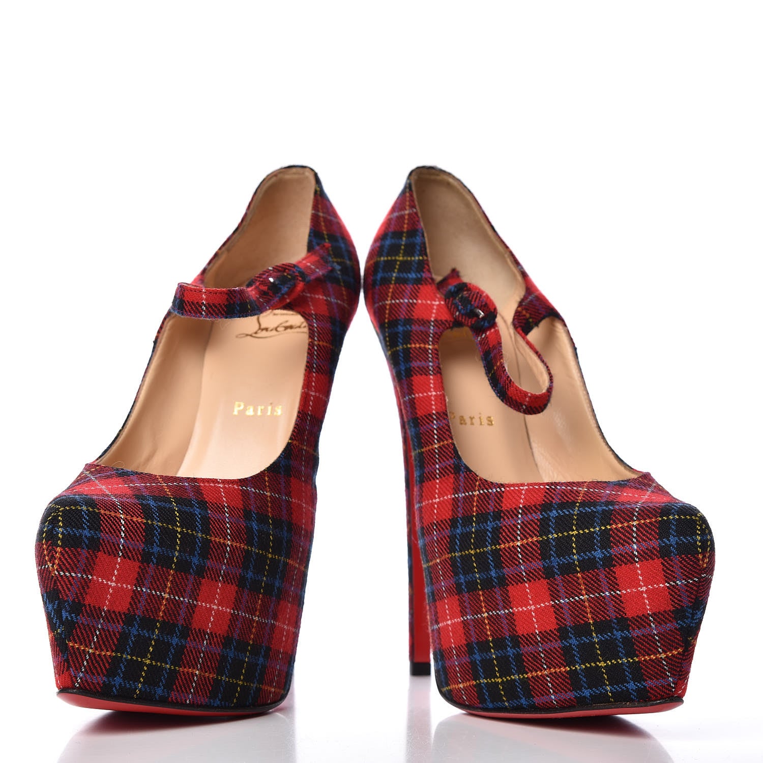 Christian Louboutin Fabric Tartan Print Lady Daf 160 Pumps 39 5 of 12