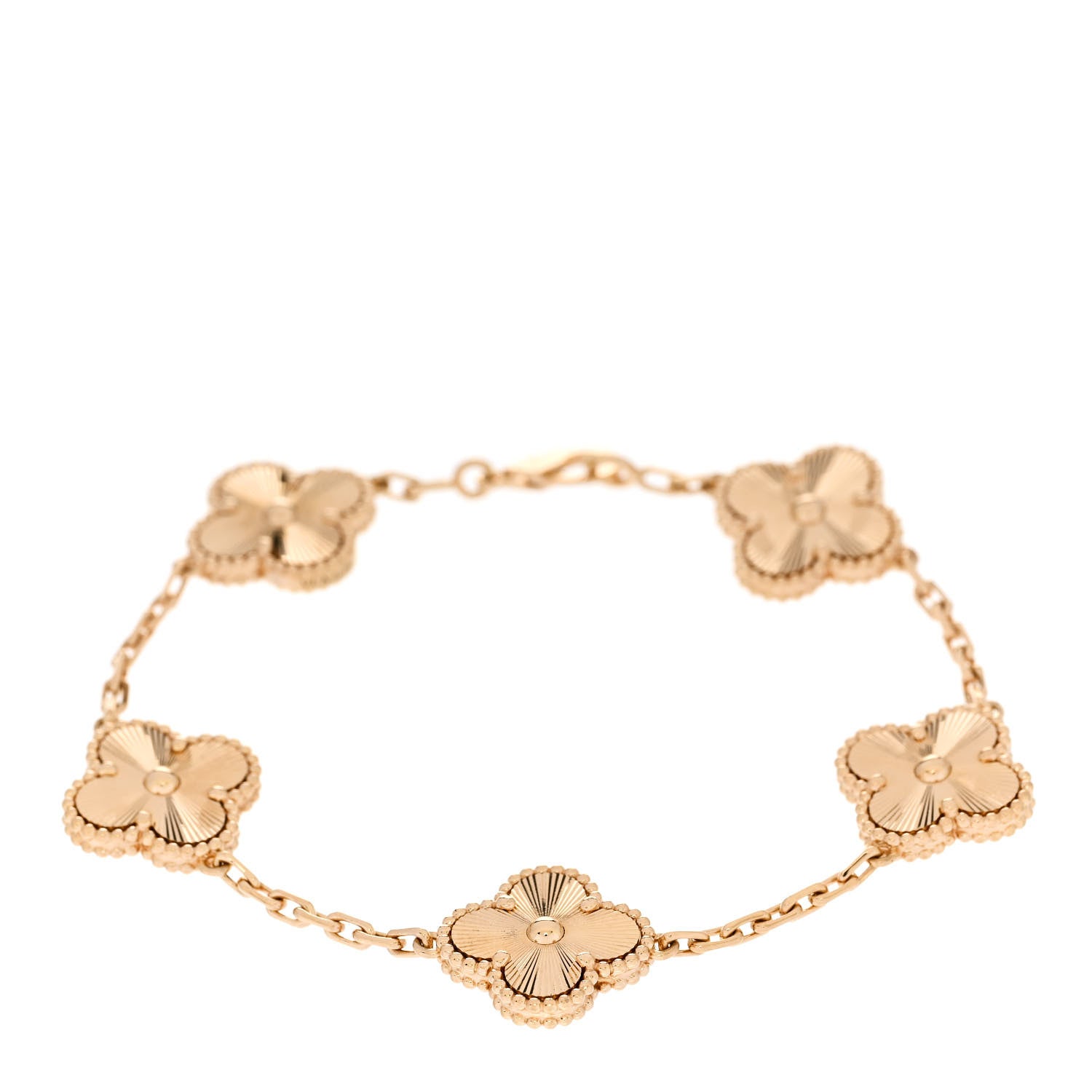 Van Cleef & Arpels 18K Yellow Gold 5 Motifs Guilloche Vintage Alhambra Bracelet 1 of 5