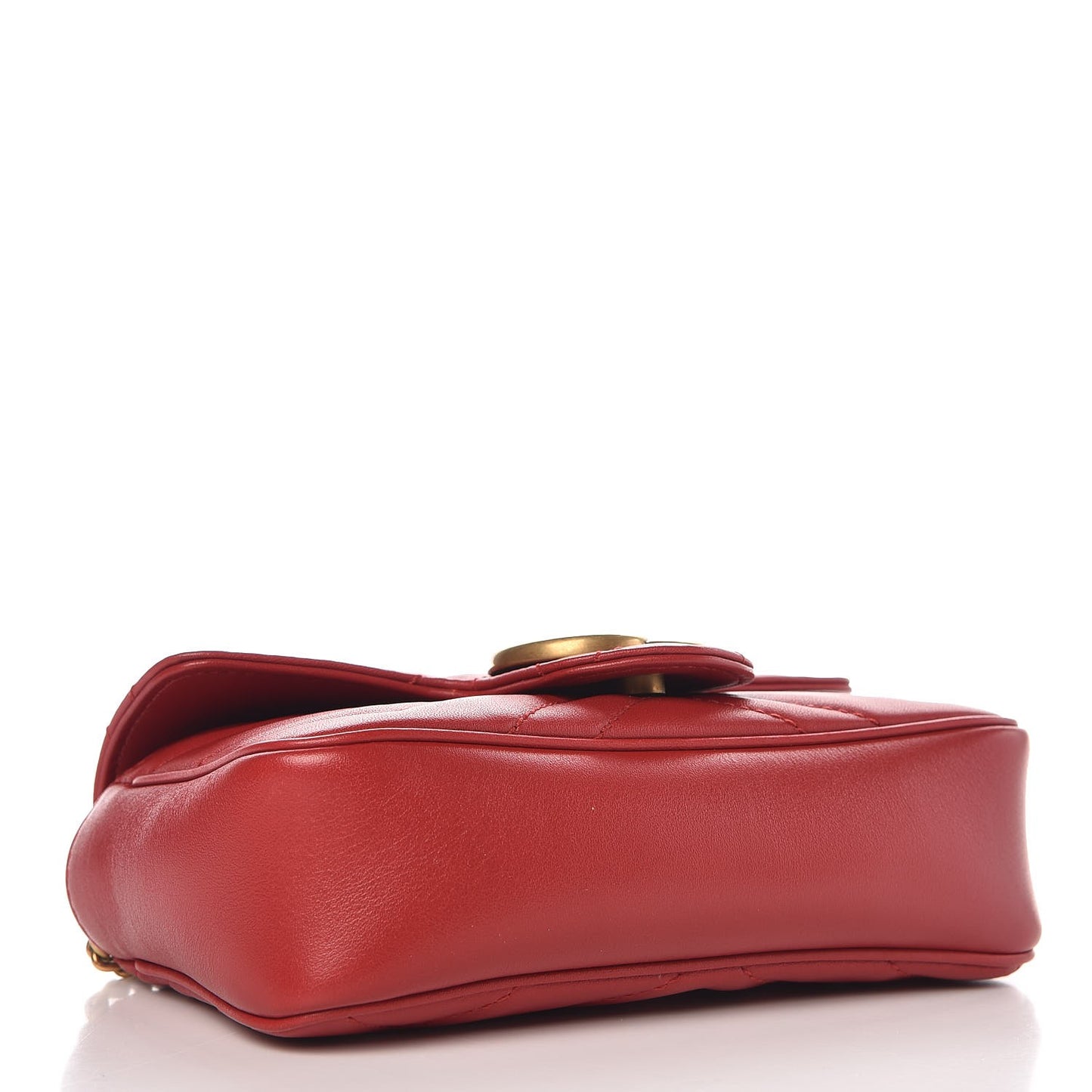 Calfskin Matelasse Super Mini GG Marmont Shoulder Bag Hibiscus Red