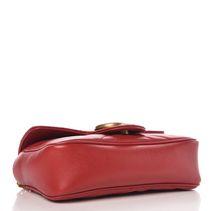 Gucci Calfskin Matelasse Super Mini GG Marmont Shoulder Bag Hibiscus Red 4 of 9