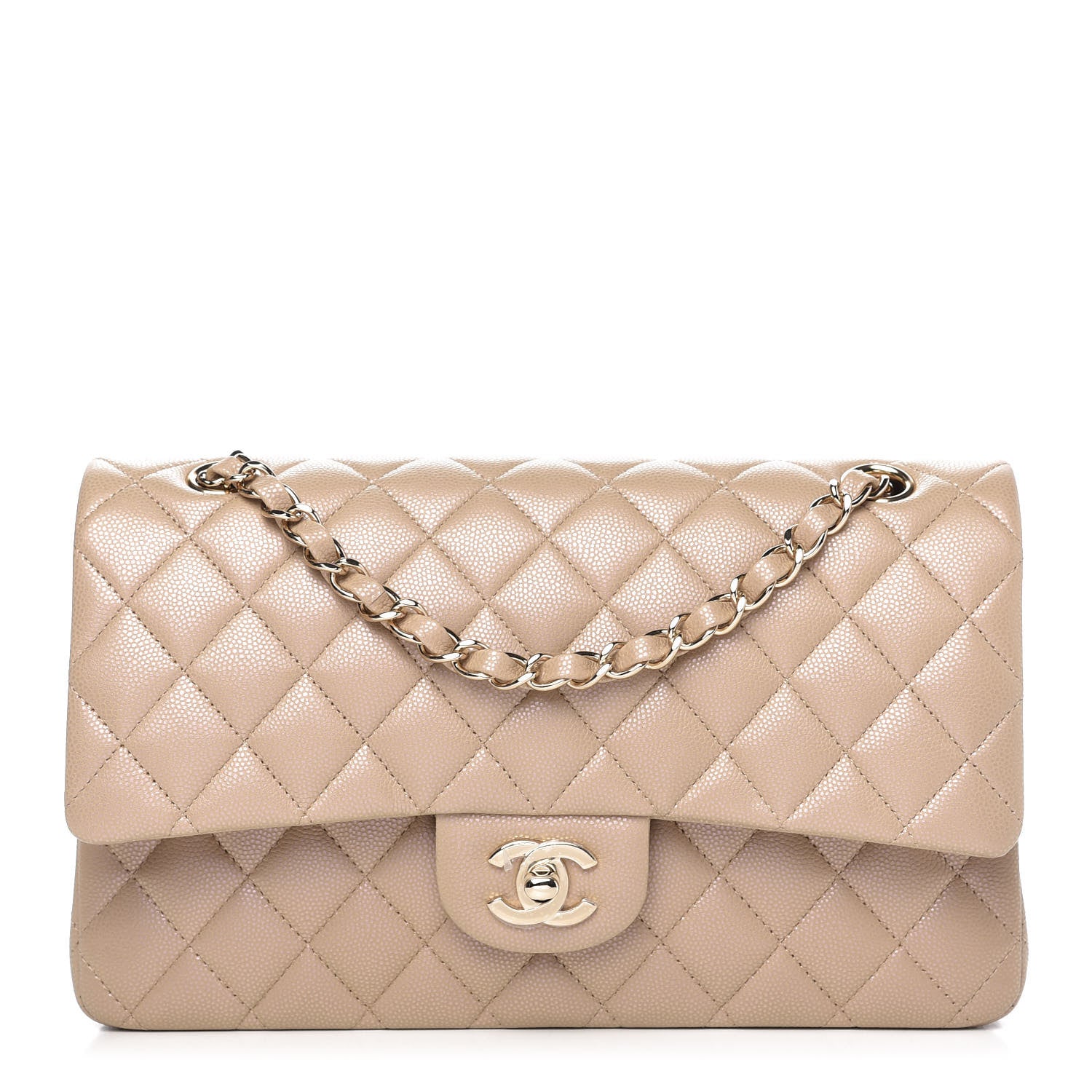 Chanel Iridescent Caviar Quilted Medium Double Flap Dark Beige 1 of 10