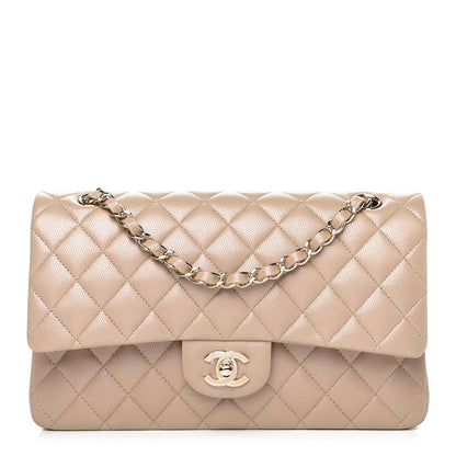 Chanel Iridescent Caviar Quilted Medium Double Flap Dark Beige 1 of 10