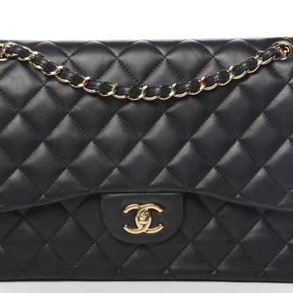Chanel Lambskin Quilted Jumbo Double Flap Black 18 of 19