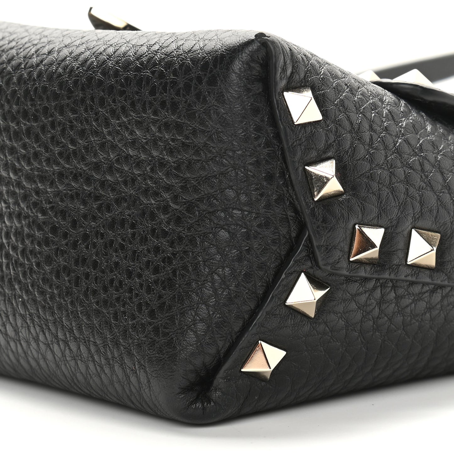 Pebbled Calfskin Mini Rockstud Crossbody Bag Black