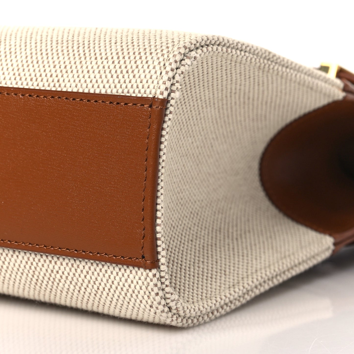 Canvas Calfskin Manhattan Shoulder Bag Natural Beige Brick