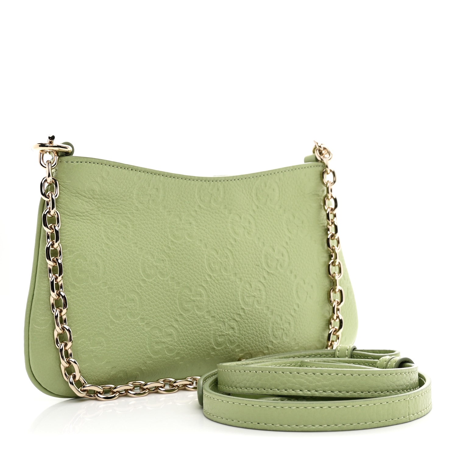 Gucci GG Grainy Calfskin Emblem Super Mini Shoulder Bag Sage Leaf 3 of 11