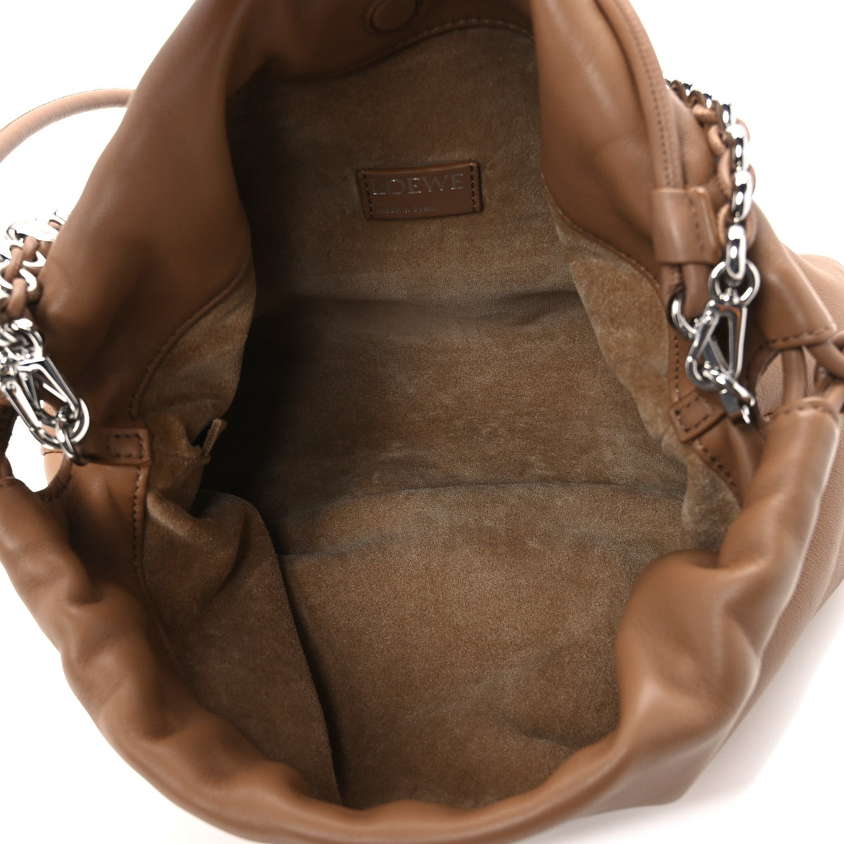 Loewe Mellow Nappa Donut Medium Chain Flamenco Knot Clutch Mocha 5 of 10