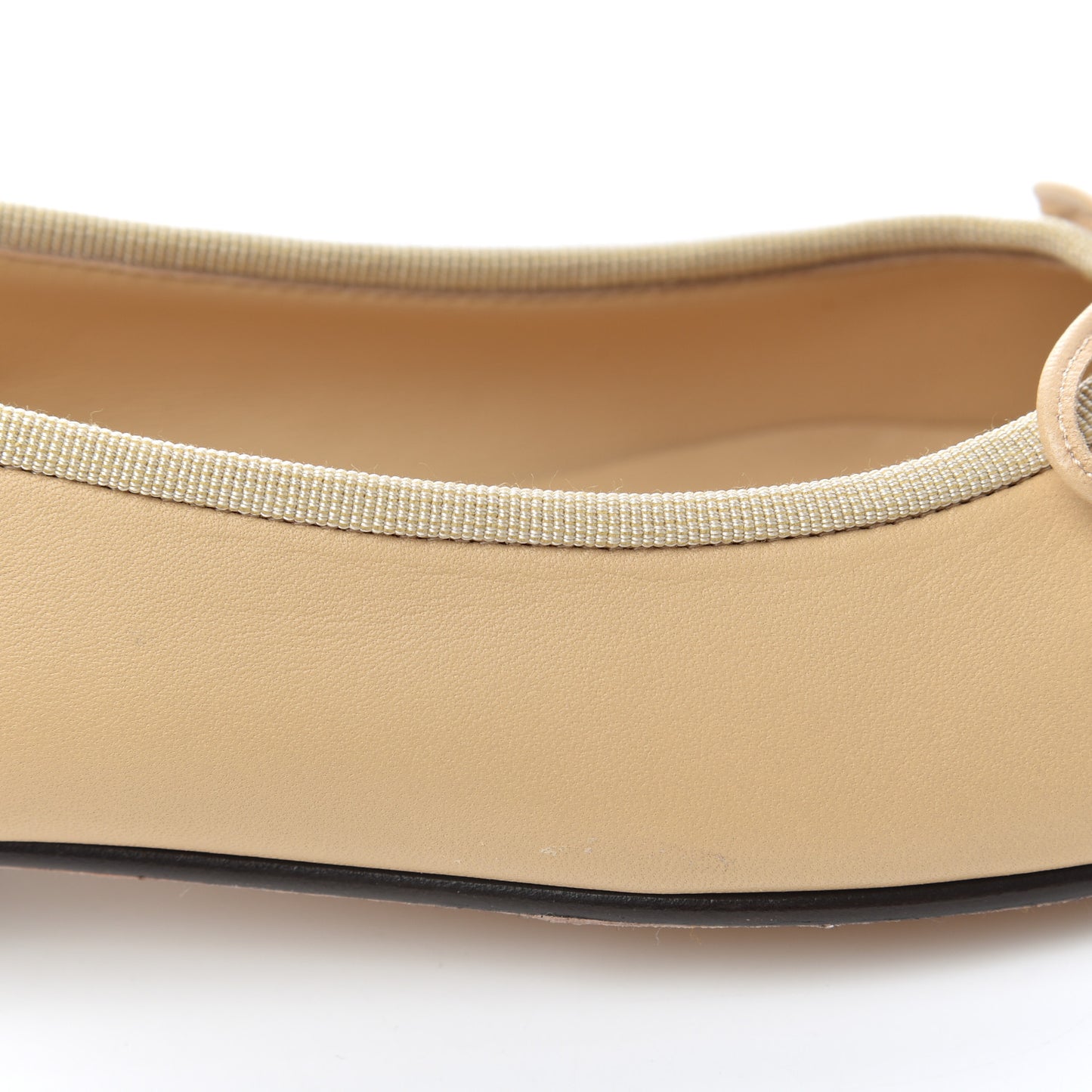 Lambskin Cap Toe CC Ballerina Flats 37.5 Beige Black
