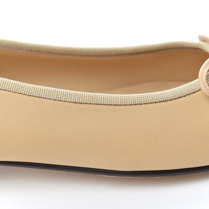 Chanel Lambskin Cap Toe CC Ballerina Flats 37.5 Beige Black 11 of 19