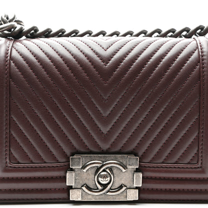 Chanel Calfskin Chevron Quilted Small Boy Flap Burgundy 8 of 10