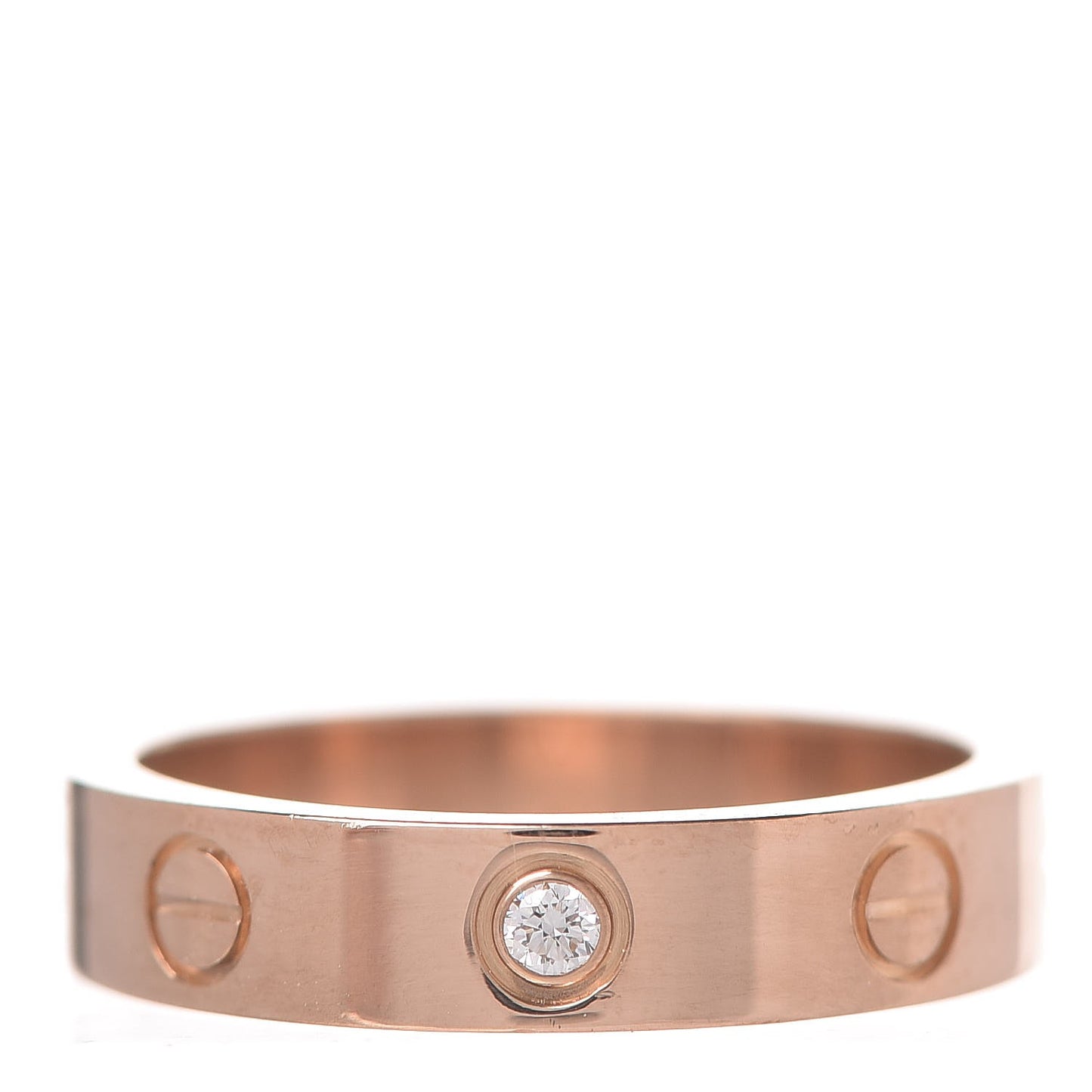 18K Pink Gold Diamond LOVE Wedding Band Ring 51 5.75