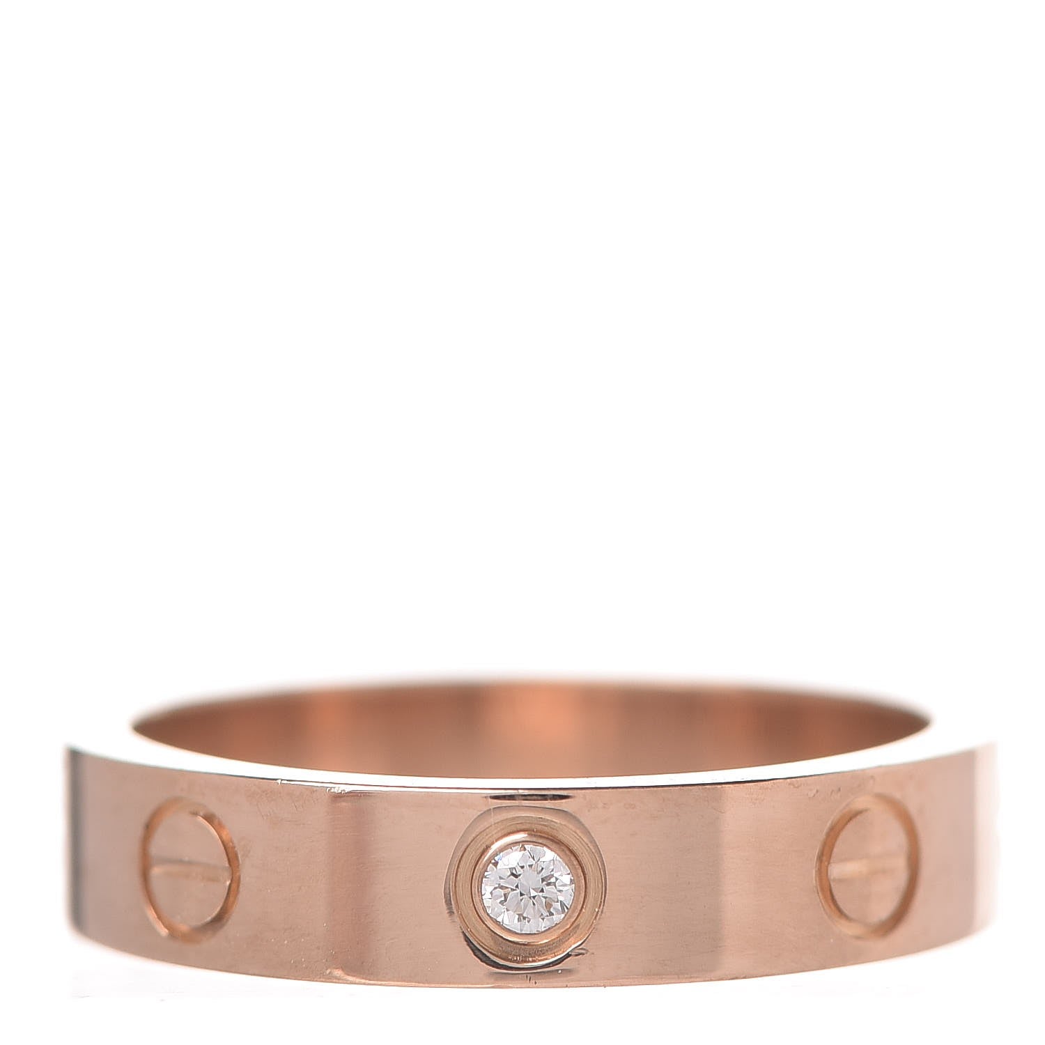 Cartier 18K Pink Gold Diamond LOVE Wedding Band Ring 51 5.75 1 of 4