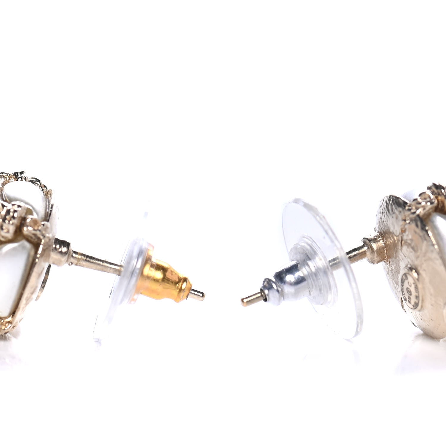Chanel Pearl Crystal CC Drop Earrings Gold 3 of 4
