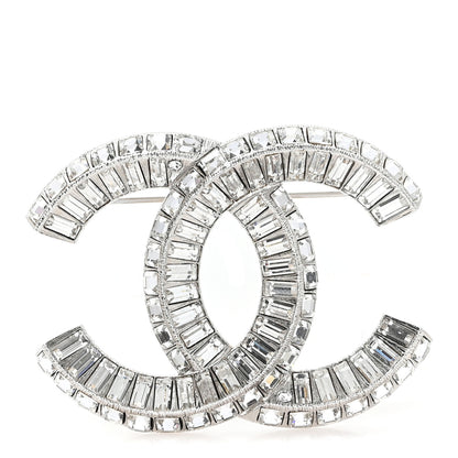 Chanel Baguette Crystal CC Brooch Silver 1 of 4