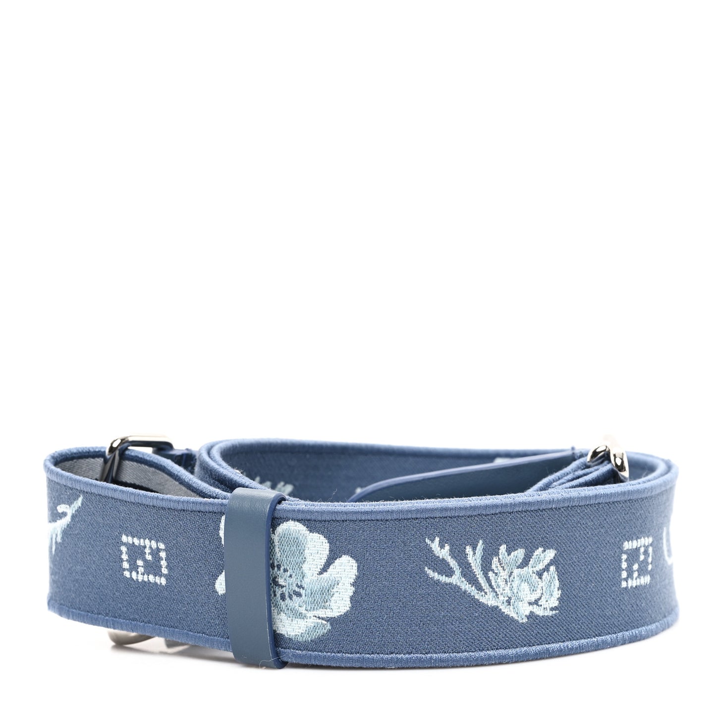 Jacquard Fabric Vitello FF Embroidered Adjustable Strap You Mirto White