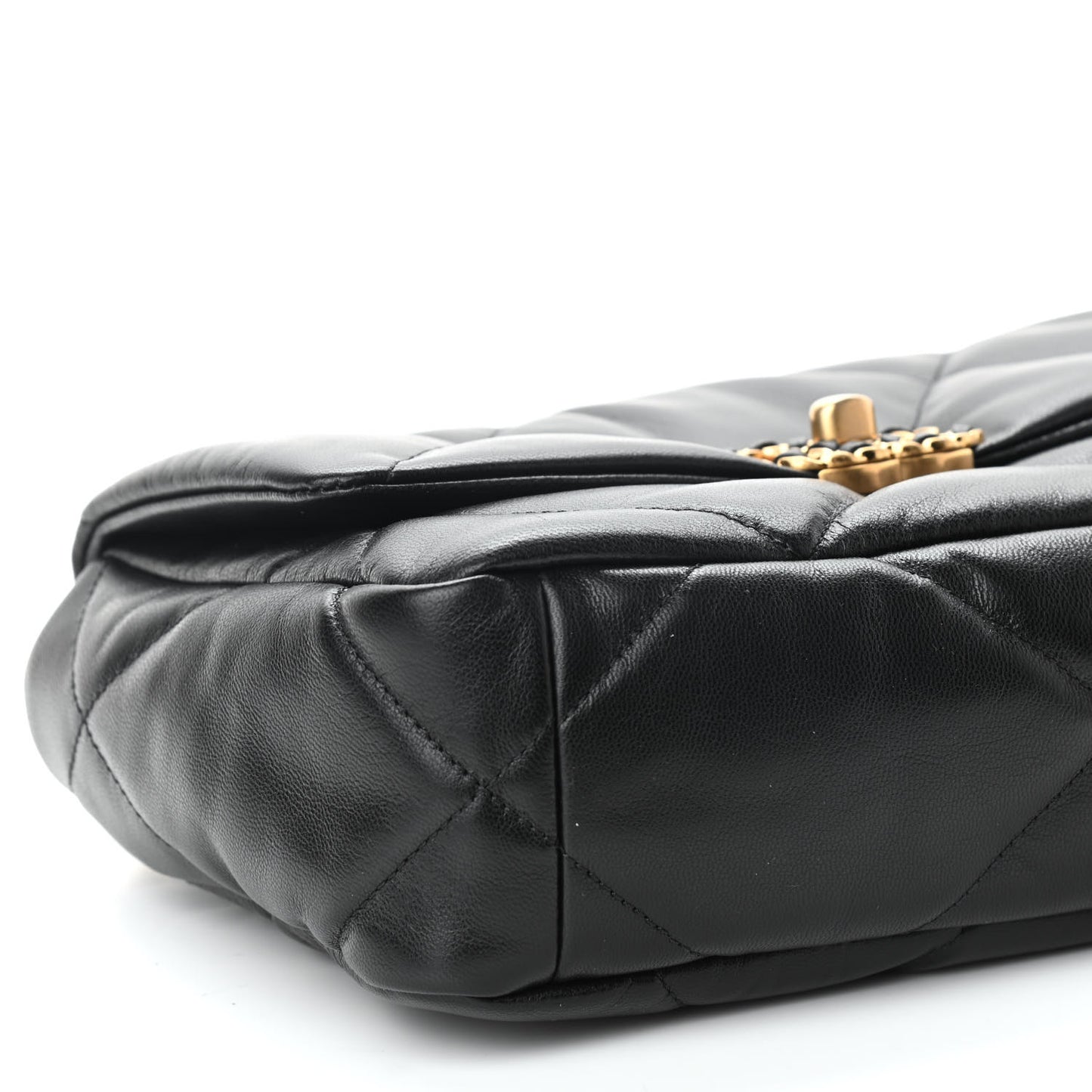Shiny Goatskin Quilted Medium Chanel 19 Flap Black