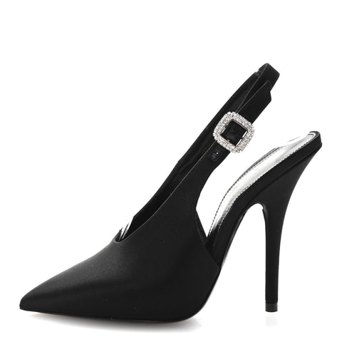 Silk Satin Yasmeen 115 Slingback Pumps 35 Black