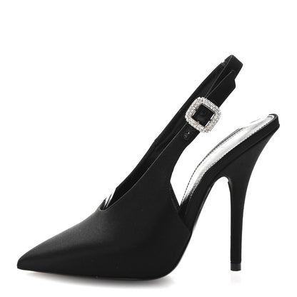 Saint Laurent Silk Satin Yasmeen 115 Slingback Pumps 35 Black 1 of 10