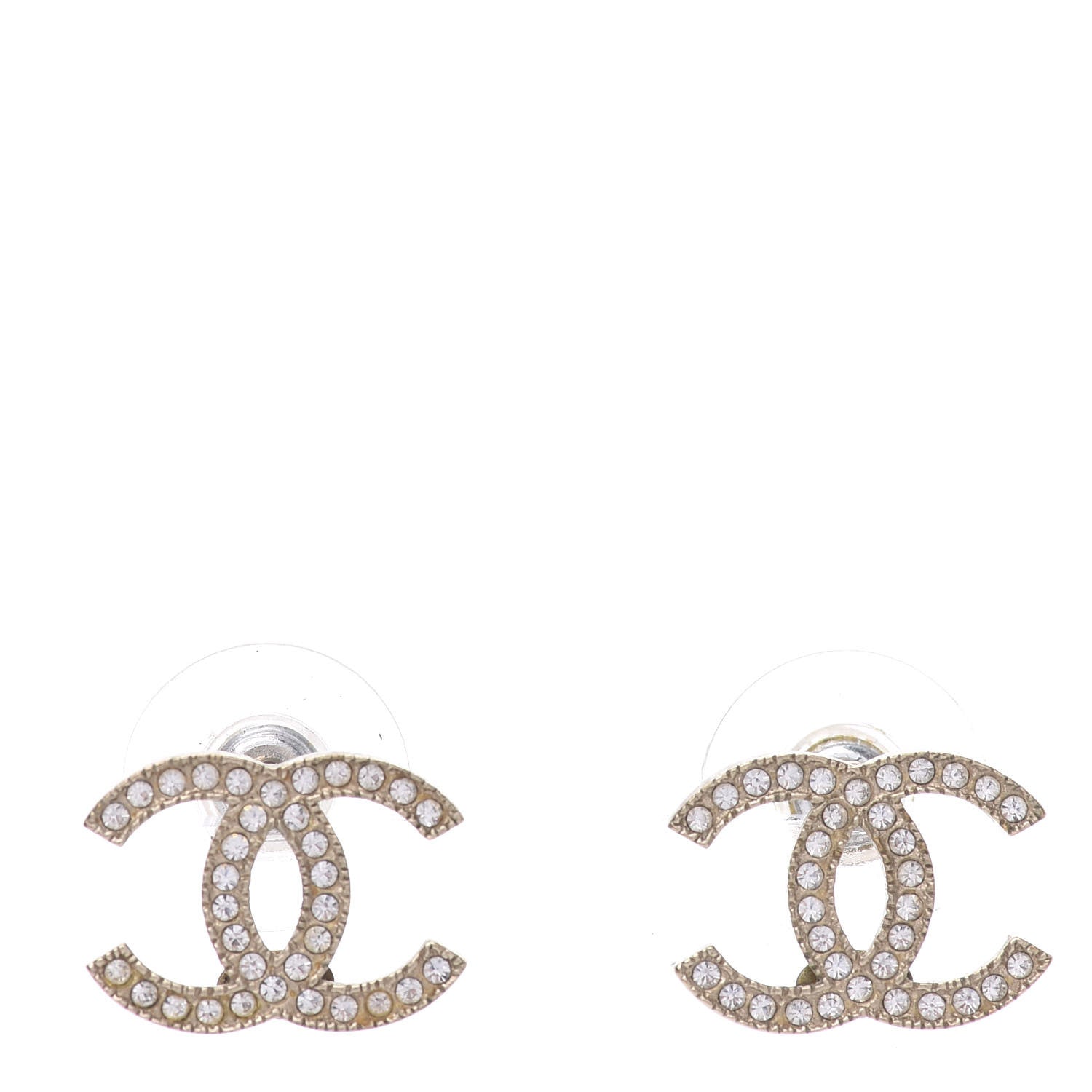 Chanel Crystal CC Earrings Gold 1 of 5