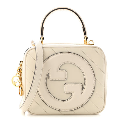 Gucci Sakai Be Green Calfskin Diagonal Stitched Blondie Top Handle Bag Mystic White 1 of 10