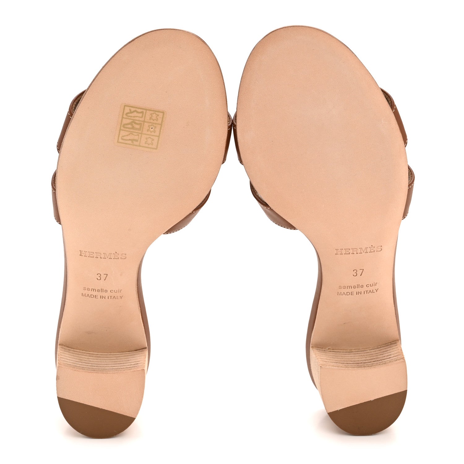 Hermes Calfskin Oasis Sandals 37 Gold 6 of 10