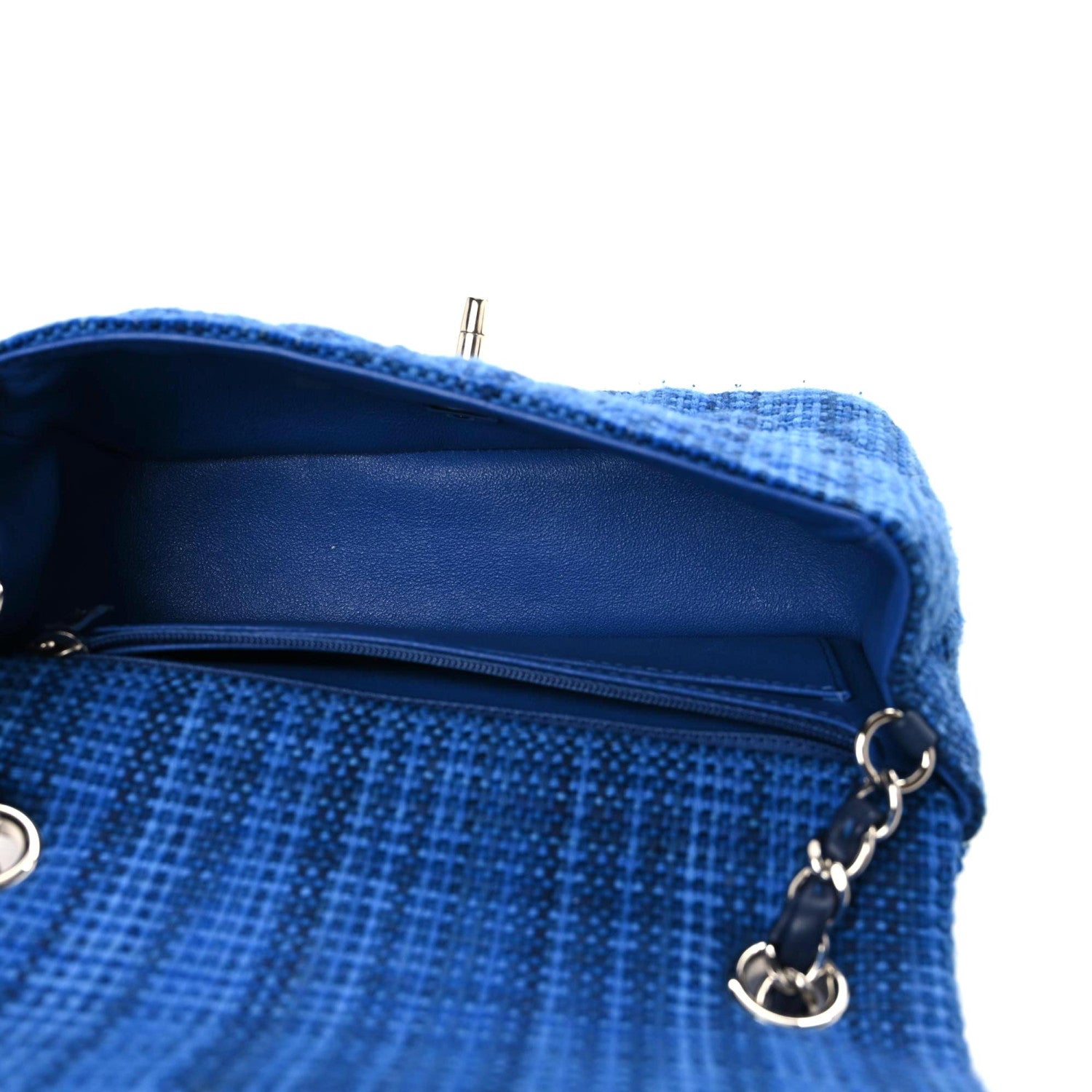 Chanel Tweed Quilted Mini Rectangular Flap Navy Blue 9 of 13