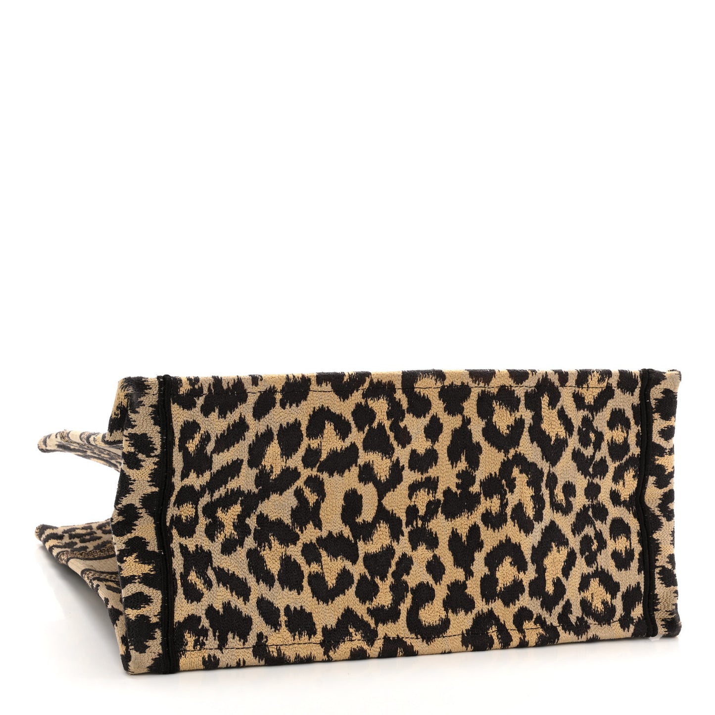 Canvas Mizza Embroidered Medium Leopard Book Tote Beige