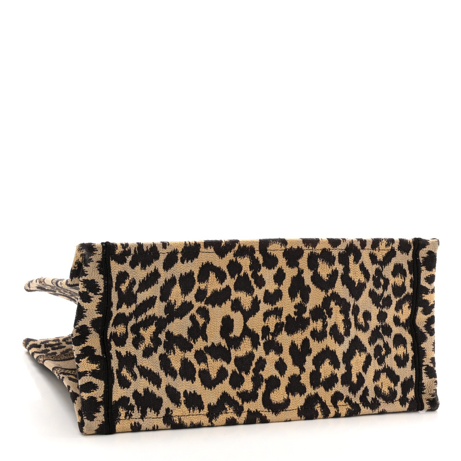 Christian Dior Canvas Mizza Embroidered Medium Leopard Book Tote Beige 4 of 10