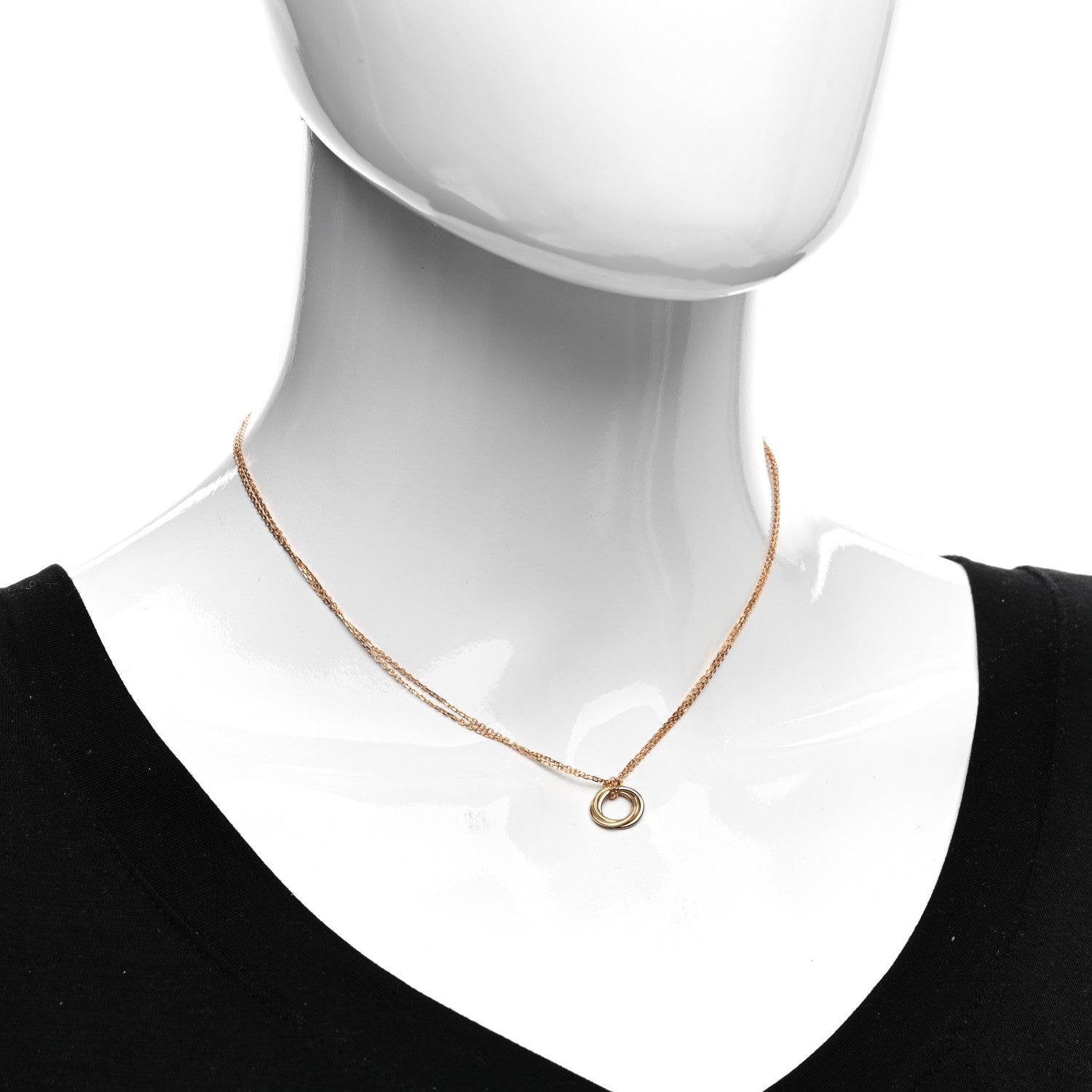 Cartier 18K Pink Yellow White Gold Trinity Double Chain Pendant Necklace 2 of 4