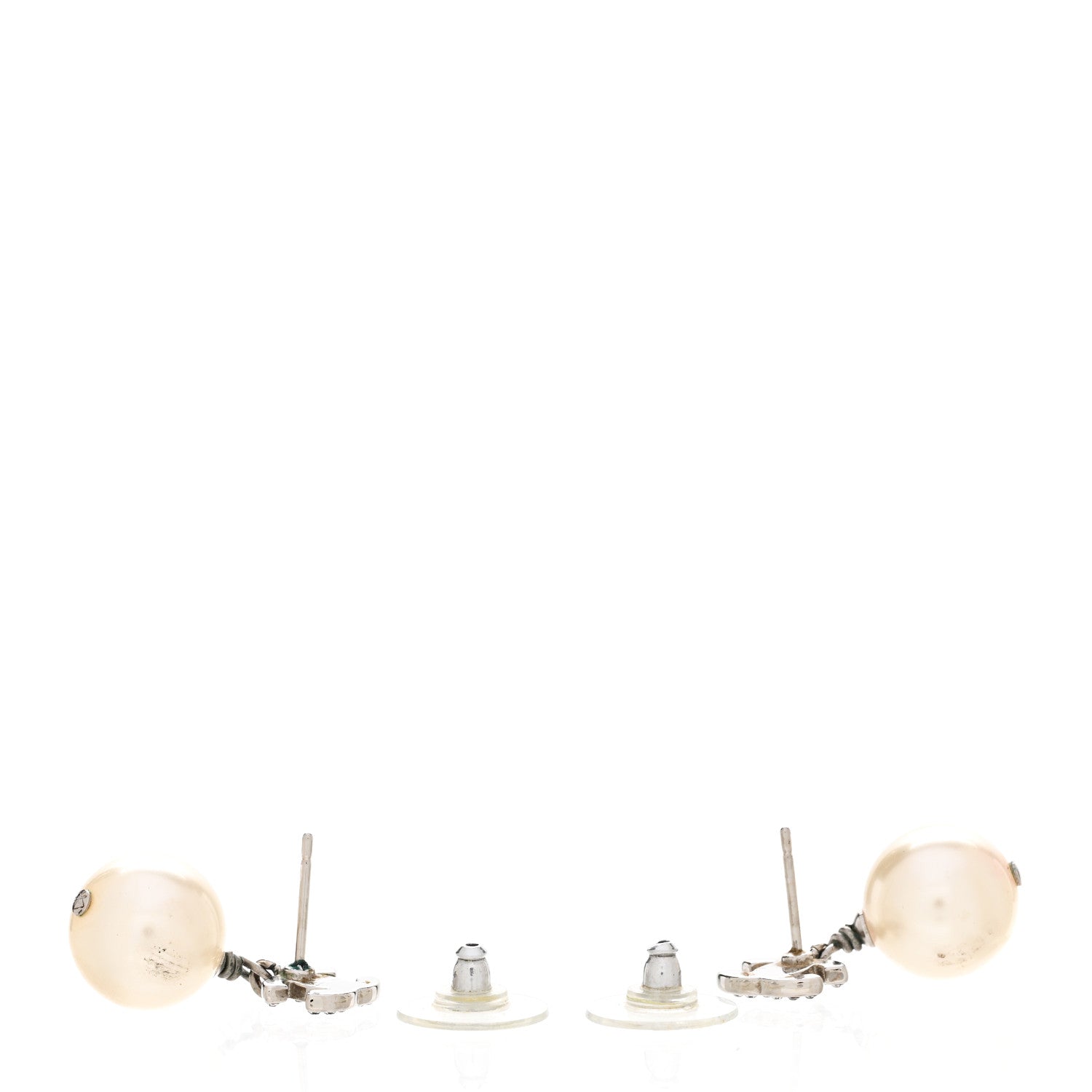 Chanel crystal CC pearl earrings 3 of 7