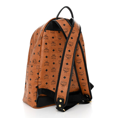 MCM Visetos Studded Small Studded Logo Stripe Backpack Cognac 3 of 10