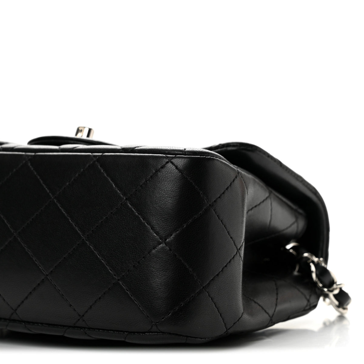 Lambskin Quilted Mini Square Flap Black